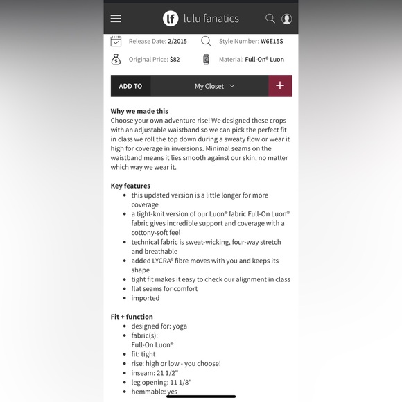 Lululemon- WunderUnder Crop II FoldOver- Conductor Pin Stripe- Sz 8- Blue & Pink - Picture 16 of 16